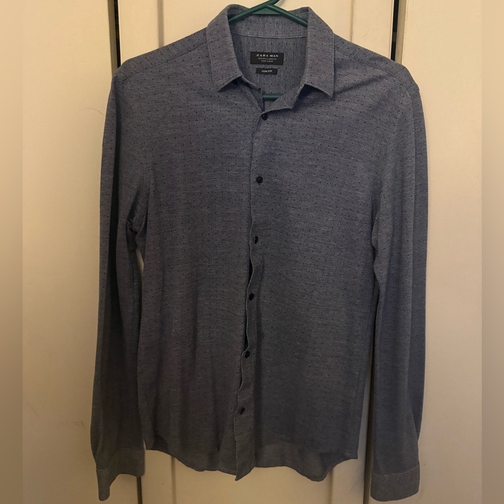 Zara Man Blue Slim Fit Dress Shirt